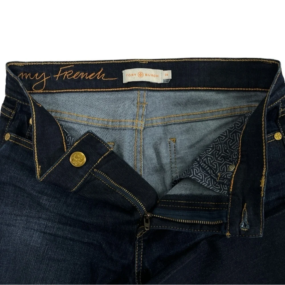 Tory Burch Midrise Ankle Straight Jeans size 24 in Dark Wash